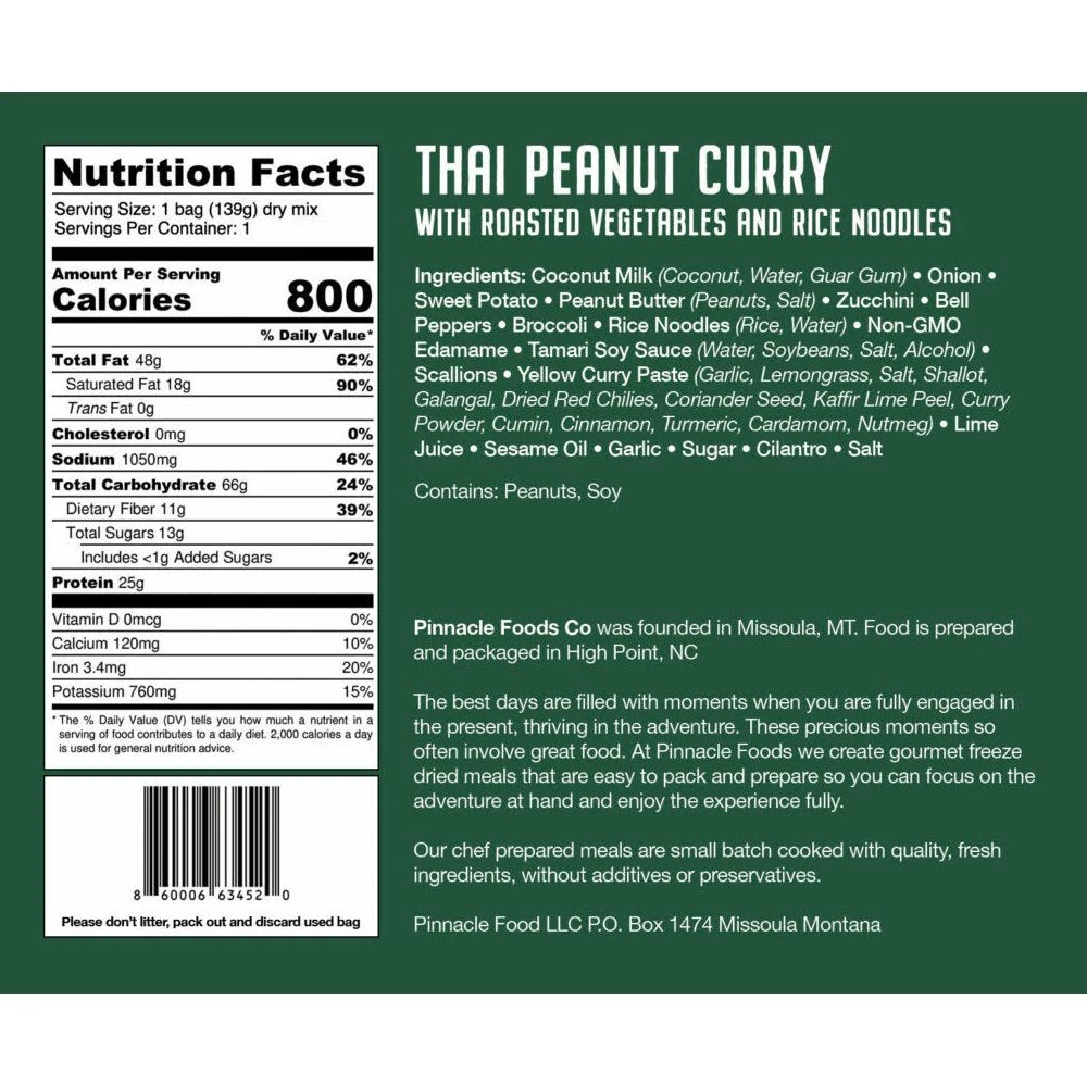 Pinnacle Foods Thai Peanut Curry With Roasted Vegetables And Rice Noodles Freeze Dried Meal - Image 2